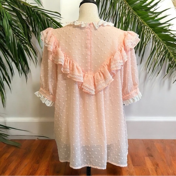 POL Sheer Swiss Dot Ruffle Blouse – Size L - Feminine Lace Top - Picture 4 of 12